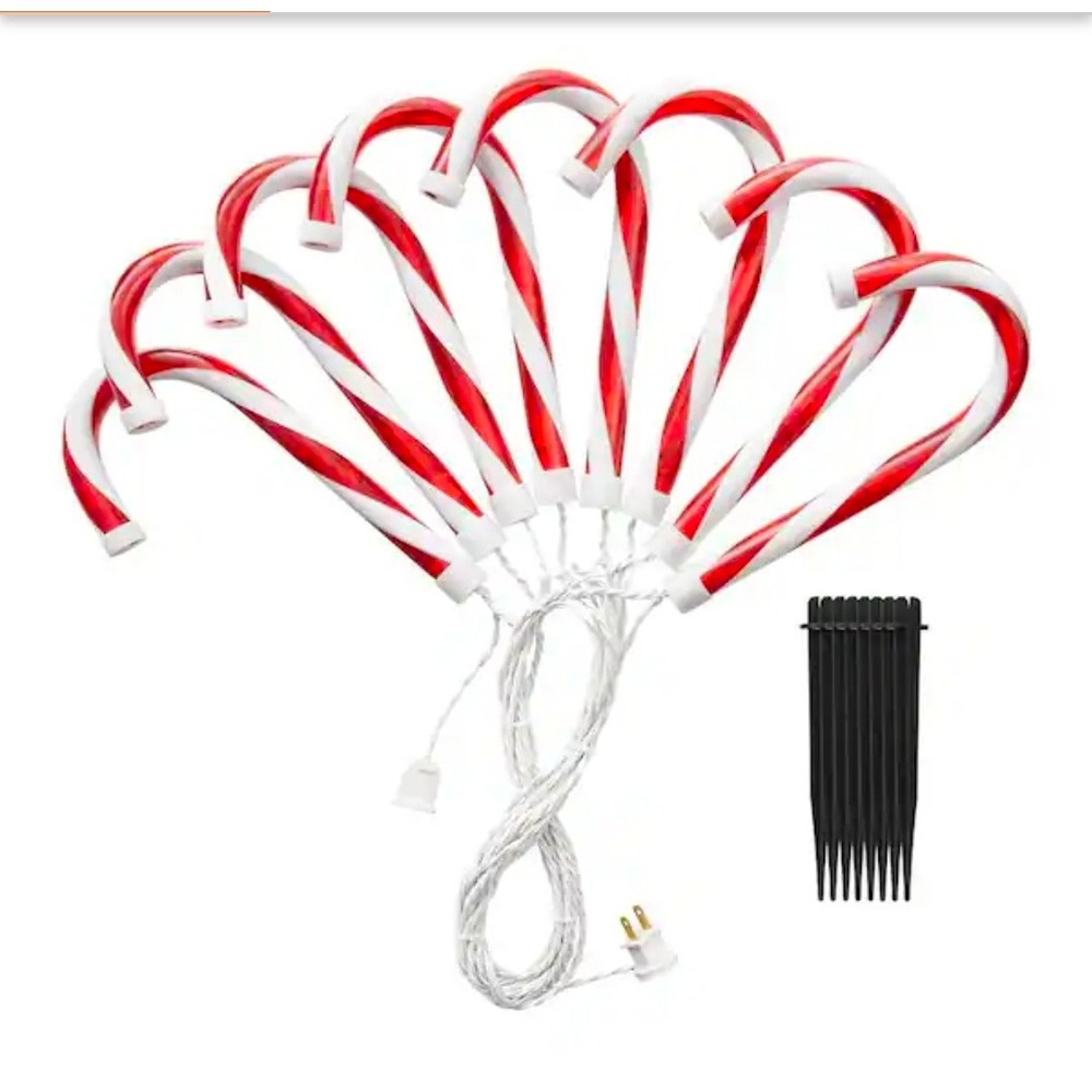 Home Accents Holiday 16.5 in LED Candy Cane Pathway Lights 8 Pack Indoor Outdoor - Picture 2 of 8
